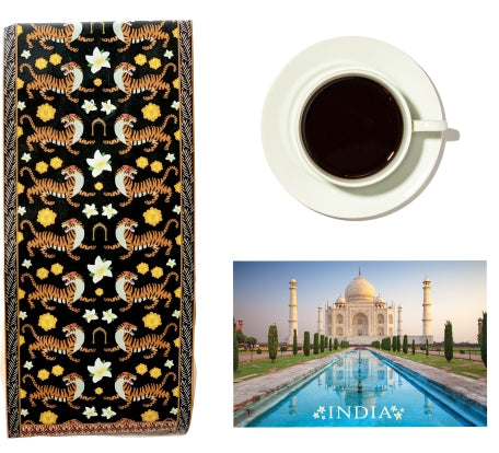 India coffee bag and postcard