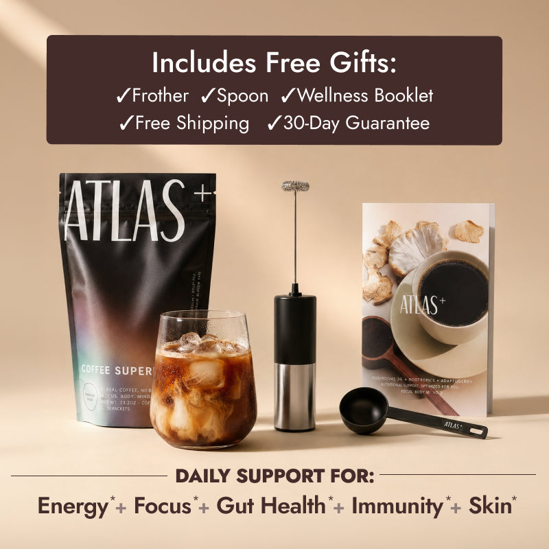 ATLAS+ Mushroom Coffee Superblend | Adaptogens, Collagen & Probiotics