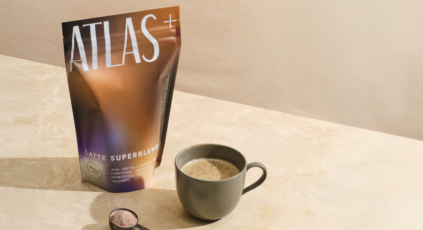 ATLAS+ Mushroom Coffee Superblend | Adaptogens, Collagen & Probiotics
